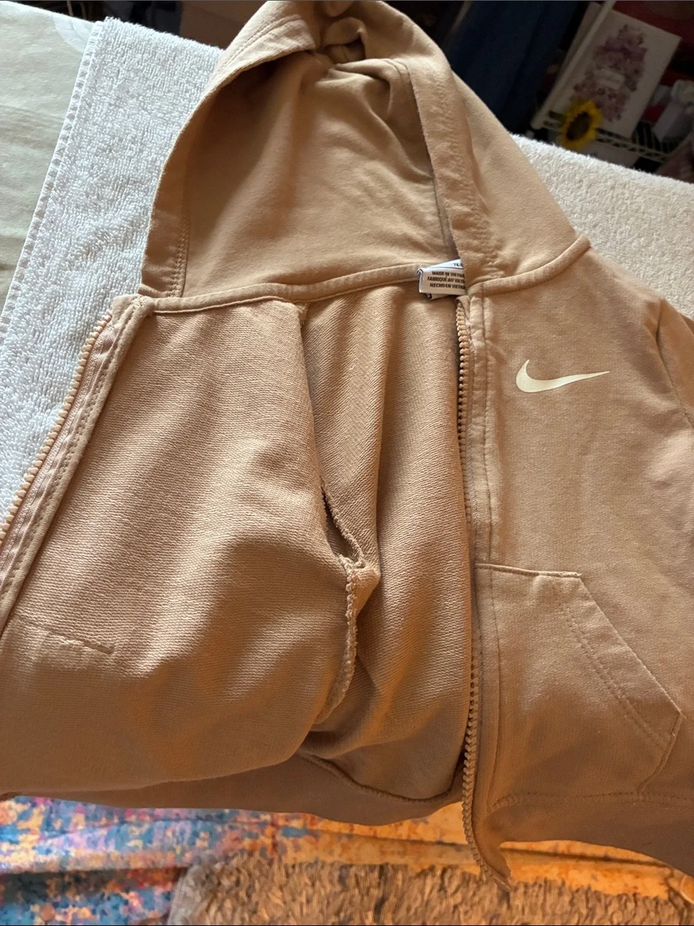 Nike Kids Hooded Zip Jacket in Camel
